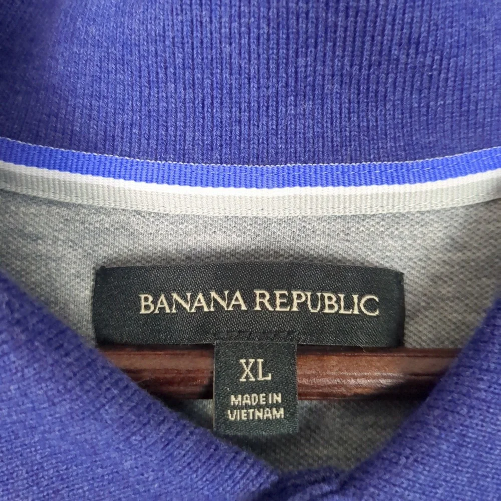 Banana Republic Mens XL Purple Heathered Elephant Logo Short Sleeve Polo Shirt